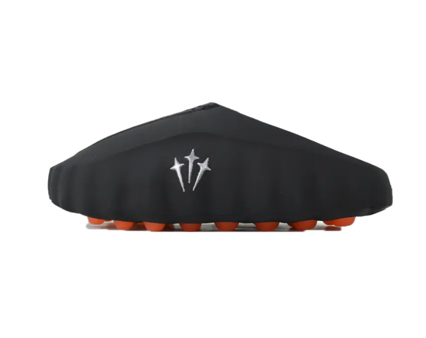 unisex black roller foot massage slippers elastic breathable upper bump roller massage thick cushion slides for home bathroom office health casual wear