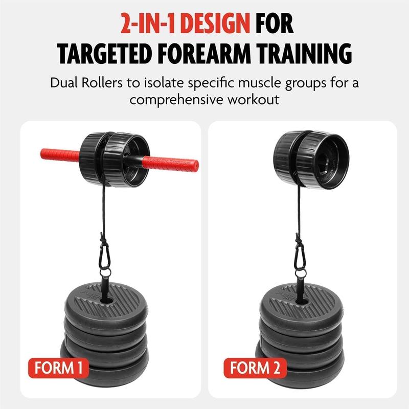 US Seller43 Fitness Forearm Strengthener & Wrist Roller - 2 in 1 Arm Exerciser with Non-Slip Premium Grip, Durable Nylon Rope - Helps with Elbow Tendonitis, Wrist Recovery & Strength Training (Patented)