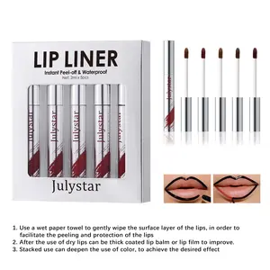 Long Lasting Lip Liner, 5 Counts Lip Liner Set Waterproof Lip Liner Pencil, Easy Coloring Lip Liner Pen, Liquid Lip Liner, Suitable for All Occasions Lip Makeup, Girls Makeup Accessories, Cosmetic, Lipliner