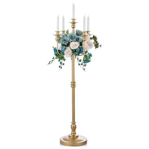 High-Quality Tall Champagne Gold Light Luxury Floor Taper Candelabra Centerpiece - Chic, Elegant Candle Holder for Wedding, Party Decorations, Ceremonies, Celebration Home Decor Supplies
