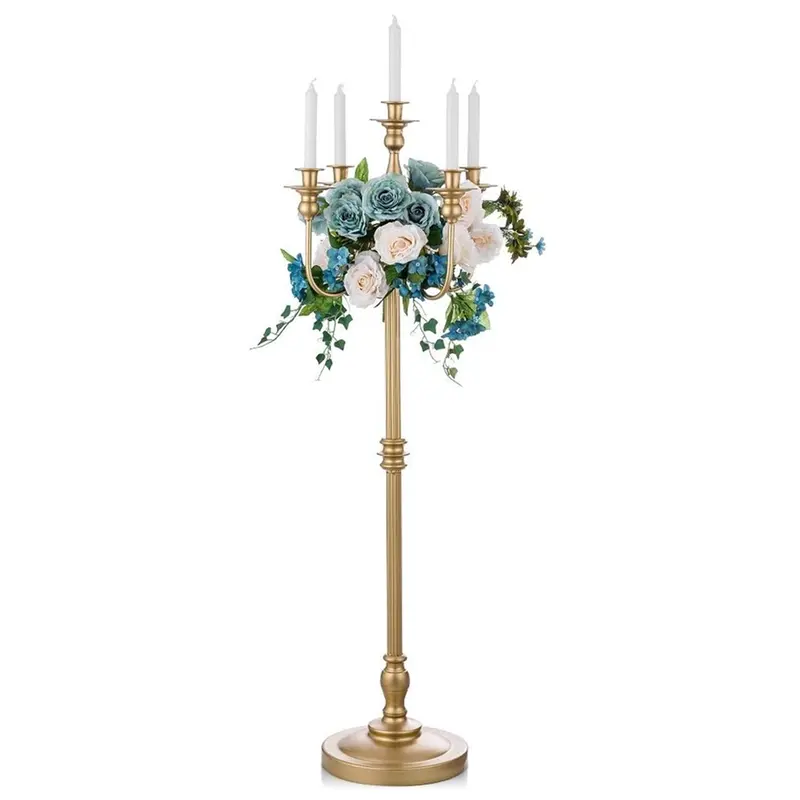 High-Quality Tall Champagne Gold Light Luxury Floor Taper Candelabra Centerpiece - Chic, Elegant Candle Holder for Wedding, Party Decorations, Ceremonies, Celebration Home Decor Supplies