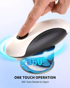 Self Design High End Rechargeable Electric Can Opener One Touch Automatic Can Opening with Lid Remover Smooth Edge Cutting Food Safe Easy to Use for Seniors Arthritis White