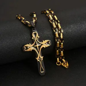 unisex Men's 316L Stainless Steel silver Cross Pendant lords prayer Necklace - Durable Chain for Casual and Formal Wear, high-end Fashion Accessories, Faith Jewelry