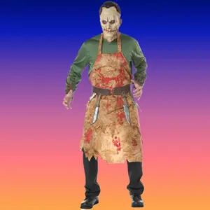 Halloween Costume Bloody Butcher Outfit European and American Chef Cosplay Costume Men's Bloody Outfit Zombie Costume