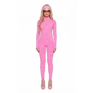 Pink Seamless Turtleneck Long Sleeve Full ECO Bodysuit
