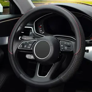 Car Steering Wheel Cover, Microfiber Breathable Ice Silk Leather Steering Wheel Cover Soft Anti-Slip Safety, 15 inch Four Season Universal Fits For Most SUV,Cars