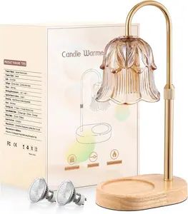 Flower Candle Warmer Lamp, Adjustable Height, 4-Level Dimmable & Timer, Lily of the Valley Vintage Flameless Scent Diffuser w/ 2 Bulbs, Modern Night Light for Living Room Bedroom Porch, Ideal Gift for Mom Women shower
