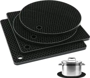 Silicone Heat Resistant Placemat, 4 Counts/set Multifunctional Non-slip Pot Mat, Kitchen Insulation Table Mat, Kitchen Drain Mat, Summer for Gift Coasters  touchy hand placemats