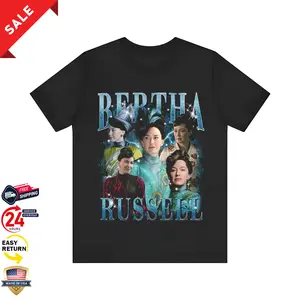 Bertha Russell Vintage T-Shirt Featuring Retro Graphic Design and Period Drama Costume Fashion for Fans