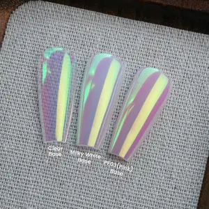 YOKEFELLOW GleamTap Cushion Aurora Chrome Nail Powder GT115 Ethereal/ Pink Lilac with Gold Sheen - Mermaid Aurora Effect ,Nail Art Glitter Decoration for Home DIY Salon Manicure