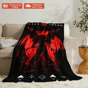 Sleep Token Inspired Flannel Blanket – Printed In USA, Ultra Soft Warm Throw Blanket For Bedroom Couch Dorm Car Camping, Comfortable Nap Blanket For Men Women, Perfect Gift For Music Fans