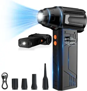 10000mAh Compressed Air Duster with 2 LED Lights 130000RPM Electric Mini Blower 4 Modes Rechargeable Wireless PC Cleaning Kit for Keyboard Computer Car Home Black