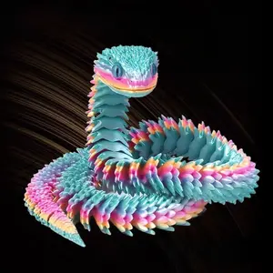 3D Printed Soft Snake Toy, Glow-In-The-Dark Viper Gradient, Fully Jointed, Creative Reptile Lover Gift, Home Office Decor, Home Decor Accessory, Back-To-School Present