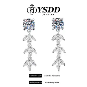 【#491 Leaf】2CT Total Nature-inspired Dangling Earrings vvs Synthetic Moissanite Earrings in 925 Sterling Silver