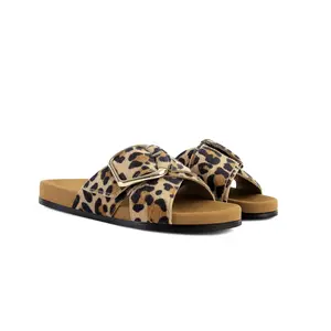 Flat Sandals for Women Comfortable Slide Sandals Summer Suede Leather Slides Vacation Beach Shoes