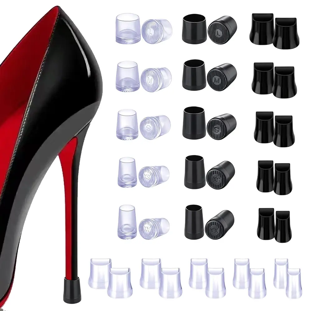 20 pairs women's high-heeled heel caps, including 2 styles and L/M/S/XS/XX sizes, durable anti slip silent rubber protective covers, suitable for daily wear, bridal parties, business meetings and dinner events, to prevent heel damage and floor scratches