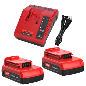 2 Packs PC18BLX Replacement Battery for Porter Cable 18V Battery and PCXMVC Charger Compatible with Porter Cable 18V Lithium Battery PC18BLEX PCC489N Power Tool Portable