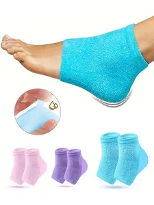 2 Pairs Moisturizing Socks for Cracked Heel, Cozy Gel-Lined Spa Socks to Soften & Hydration Dry Cracked Feet, Hydrating Overnight Toeless Socks - Foot Care for Women
