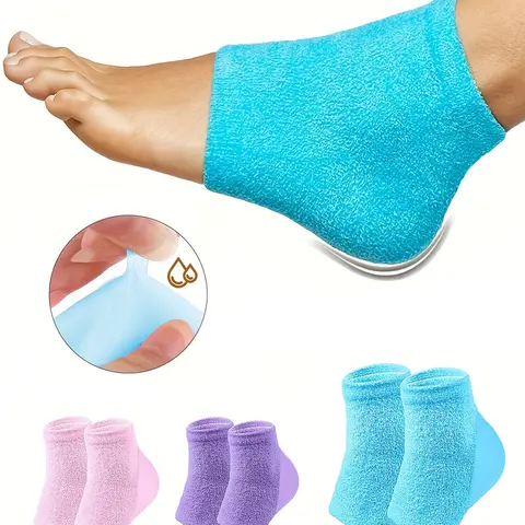 2 Pairs Moisturizing Socks for Cracked Heel, Cozy Moisture Gel-Lined Nourishing Spa Socks to Soften & Hydration Dry Cracked Feet, Hydrating Overnight Toeless Socks - Intensive Foot Care for Women, Hydrate