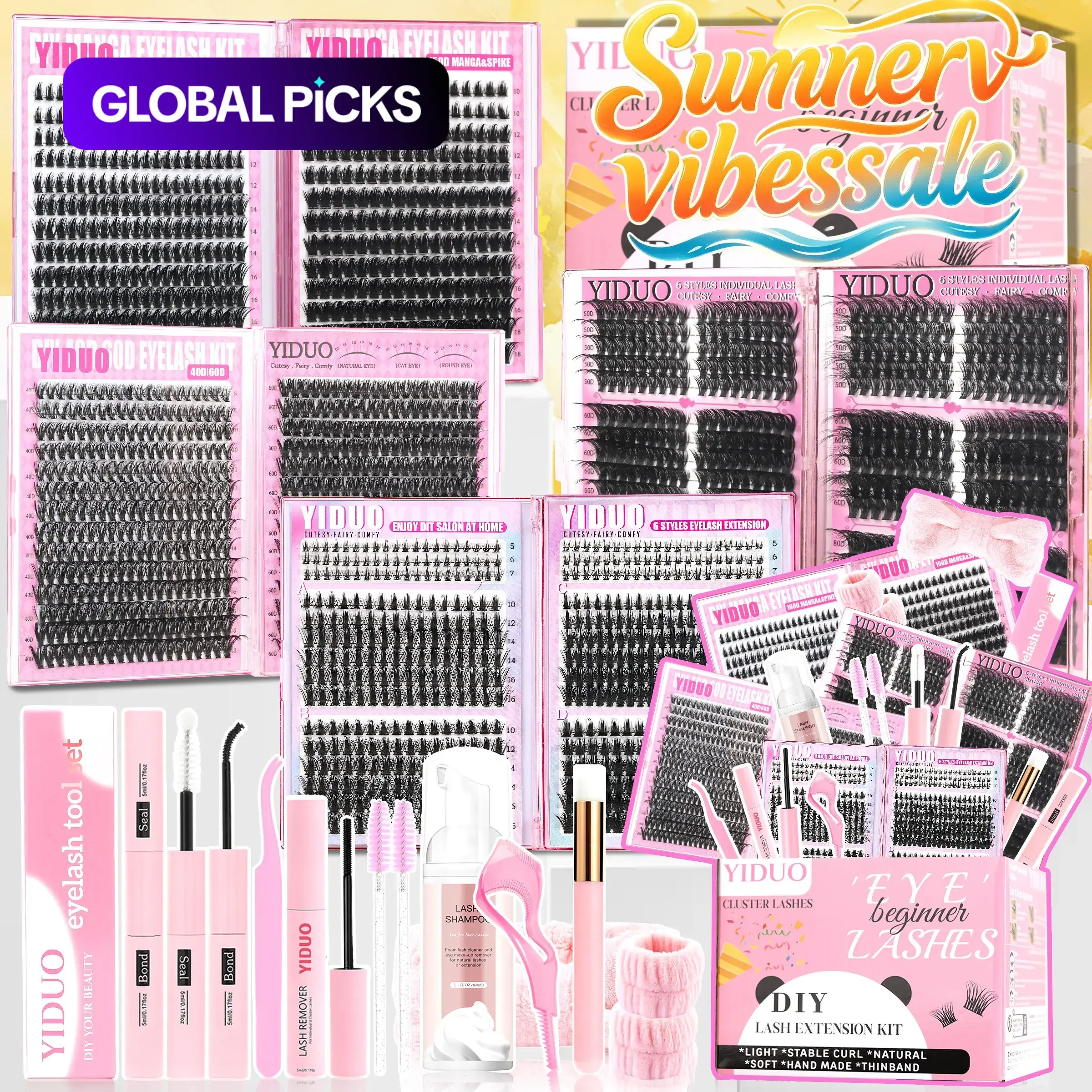 2102pcs/set Lash Clusters, Voluminous False Eyelashes, Volume Individual Clusters, DIY Lashes Cluster in 13 Fairy Styles, 40D/50D and Bottom Eyelash Cluster Extensions with Bond and Seal and Tweezers, Makeup Tools for Beginners and Pros, #GLOBAL PICKS