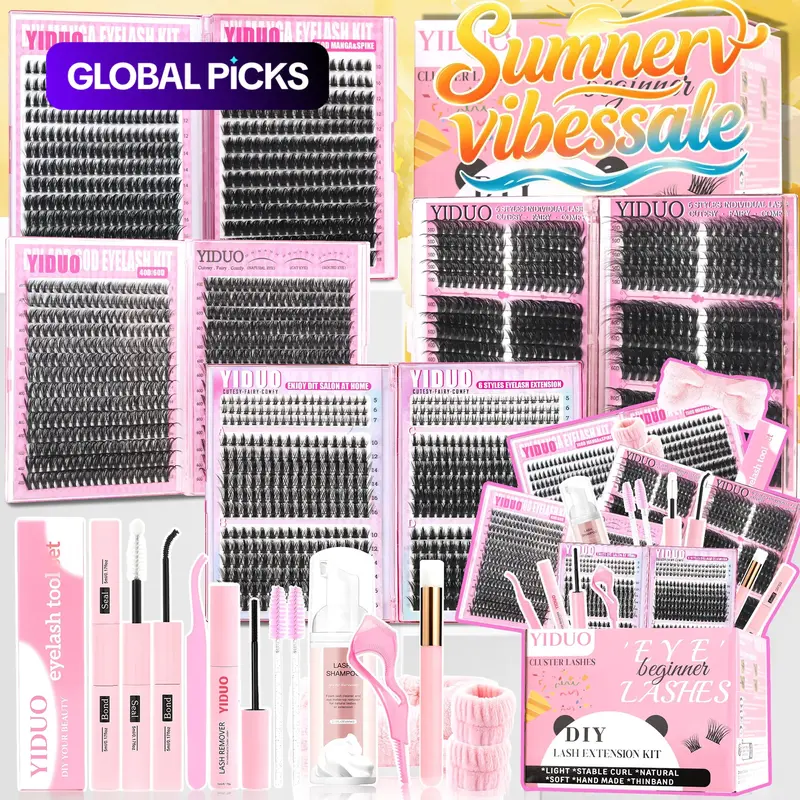 【Black Friday】2102pcs/set DIY Lash Cluster Kit, Volume Individual False Eyelash Clusters with Bond & Seal, Tweezers and Application Tools, 40D-150D Manga Spike and Bottom Lash Styles, Makeup Tools for Beginners and Pros #GLOBAL PICKS
