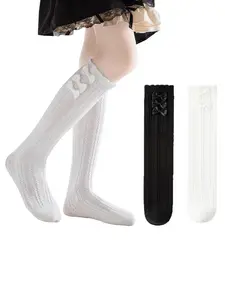 2 Pairs Baby Knee High Socks for Girls, Newborn to Toddler, Ruffled Cuff Socks, Dress-Up Socks, Infant & Child Footwear