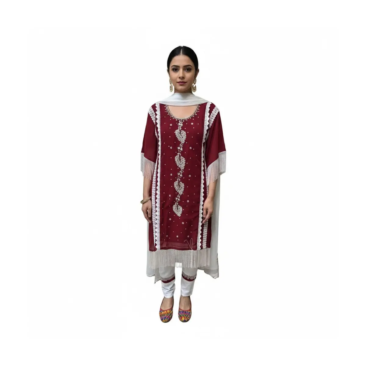 Stunning Maroon Kaftan Set KF-3 High-Quality Maroon Fabric Elegant Versatile for Parties Weddings or Casual Outings