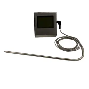 Digital Kitchen Thermometer for Precision Cooking, Baking, Grilling, Smoking, Frying, Oven; Timer & Temp functions, Alarm, 40in cable & 6.5in precision probe, Mounting options: magnet, flush foldable stand, hanging hole