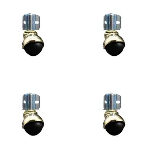 Service Caster SCC-GR01S20-POS-BB-716-4-CB90-4 2 in. Swivel Ball Caster Wheels for Furniture Bright Brass Hooded Stem Casters with Corner Mount Bracket - Set of 4, Corner Bracket, Polyolefin, Stem Mount