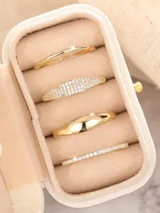 Women's Elegant Rhinestone Decorated, Exquisite Trendy Ring Set, Dainty Stacking Rings, Fashionable Jewelry for Women As Engagement Anniversary Wedding Party Decor, Stackable Rings, Wedding Promise Rings