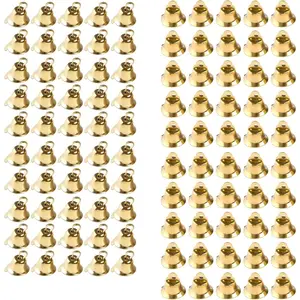 100PCS Small Gold Mini Bells for Crafts, 50PCS 0.39 Inch and 50PCS 0.55 Inch Decorative Bells Christmas Tree Pendants for Craft Making and Favor Decorating