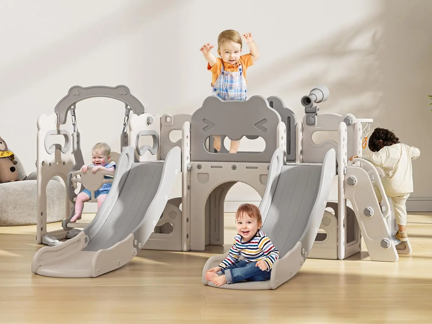 Baby Indoor Playground, Multi-Functional Baby Furniture with Storage Compartments