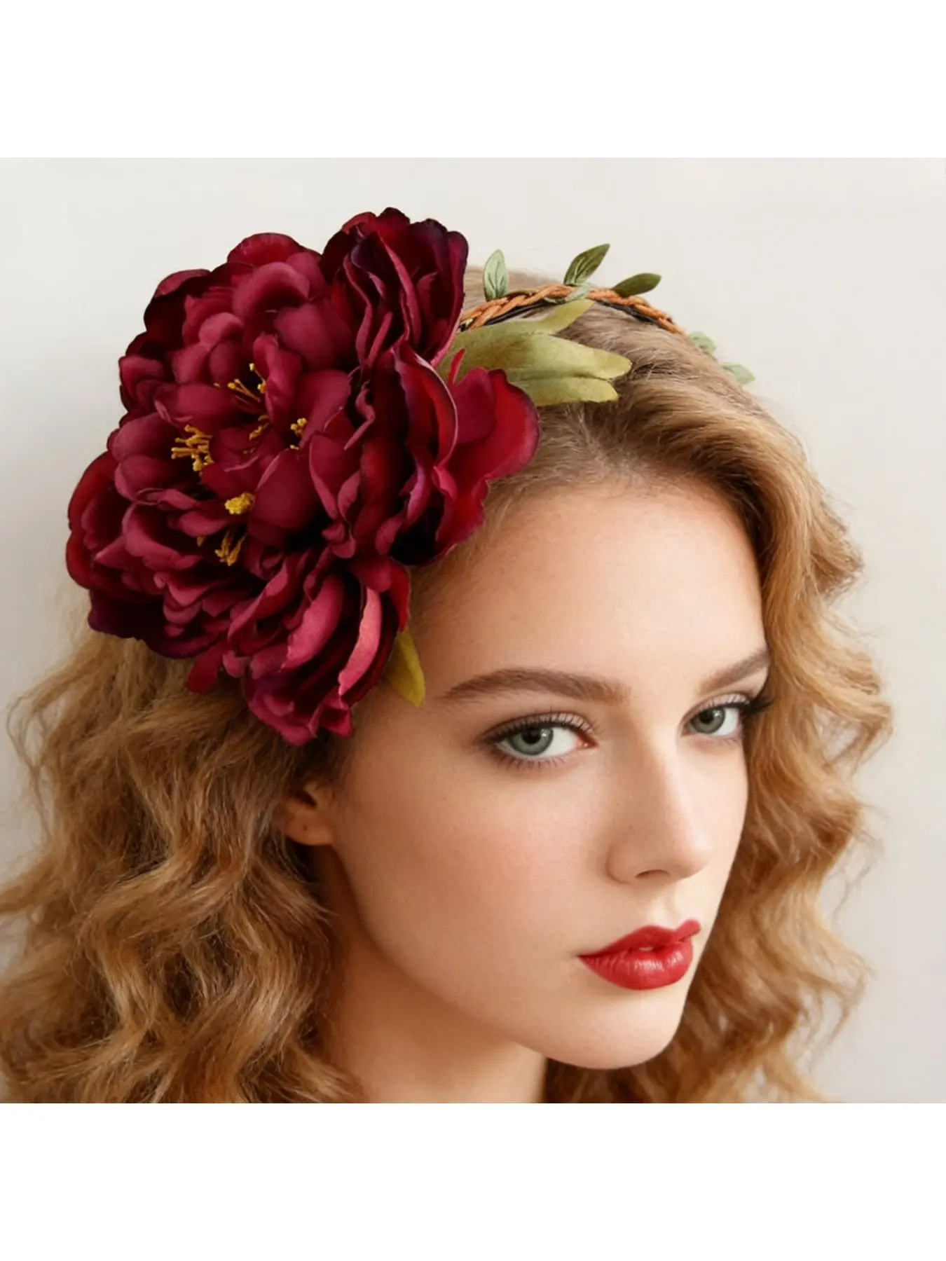 Christmas exaggerated red flower hair headband accessory party performance show travel souvenir accessory gift