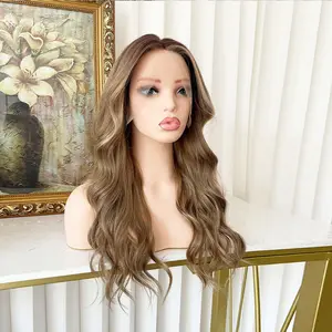 Lovestory Eva Body Wave Synthetic Lace Front Wig Ombre Color Heat Resistant Fiber Hair Lace Front Wig for Women 13x4 Free Part Natural Hairline High Quality Wigs