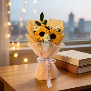 Handmade Sunflower Gift Bouquet, Artificial Flower Bouquet, Perfect for Women, Mother's Day, Father's Day, Valentine's Day, Christmas, Halloween, Home Decor