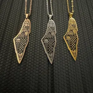 Palestine map necklace stainless steel necklace