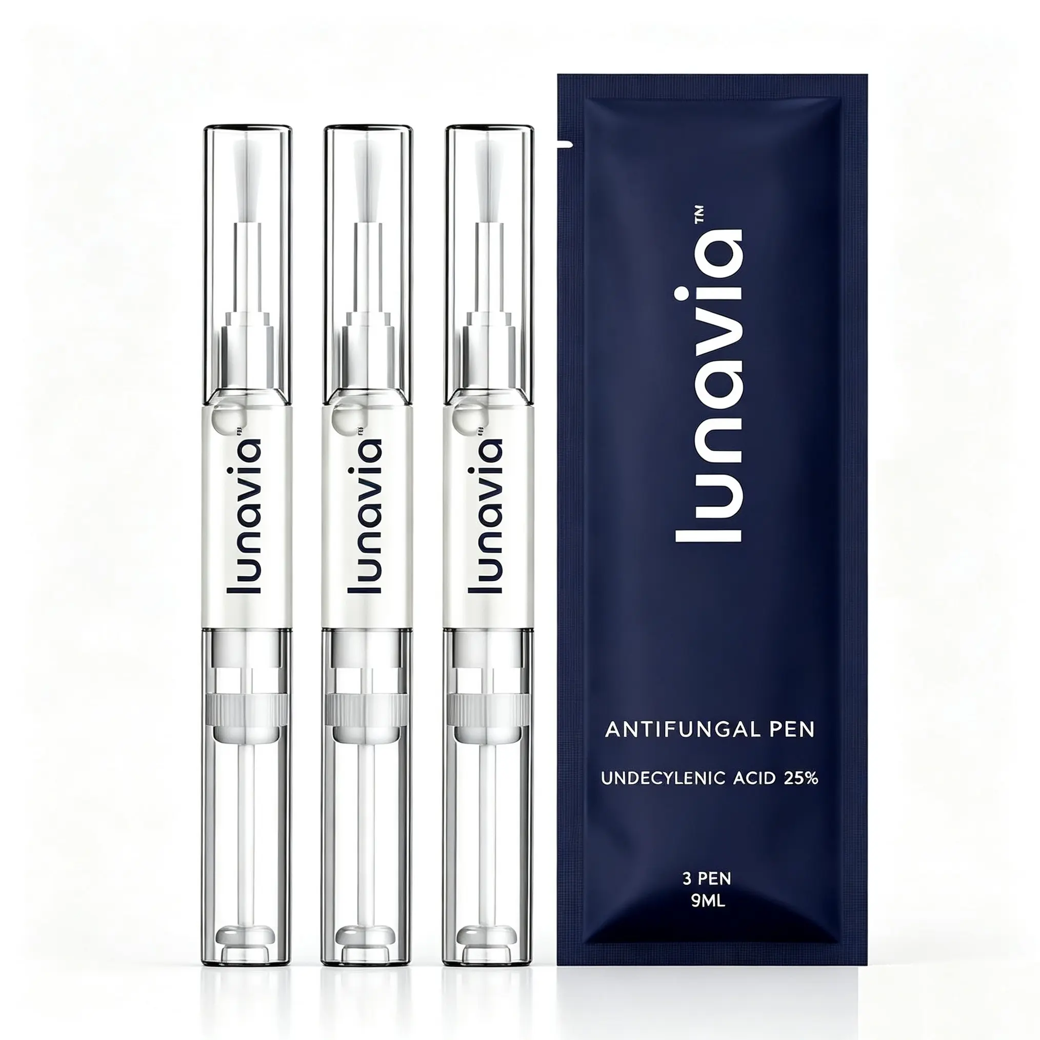 Lunavia Antifungal Nail Treatment Pen with 25% Undecylenic Acid, Podiatrist Developed Toenail Fungus Care, Precision Twist Brush for Fingernails & Toenails, Relieves Athlete’s Foot, Ringworm, Jock Itch, 3ml Per Pen
