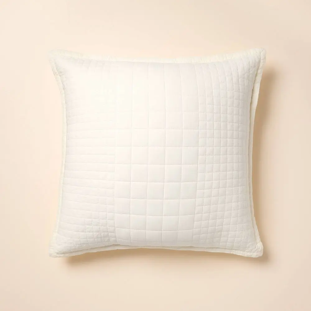 26"x26" Quilt Euro Square Throw Pillow Sour Cream - Hearth & Hand with Magnolia