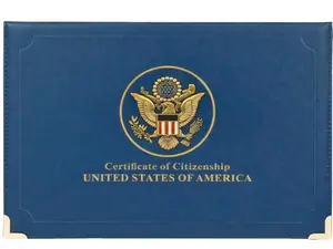 U.S. Citizenship Certificate Holder with 3D Metal Great Seal Emblem | Premium Document Cover for Naturalization Certificate | Soft Suede Interior | RFID Blocking | Suede Interior Gift for New U.S. Citizens