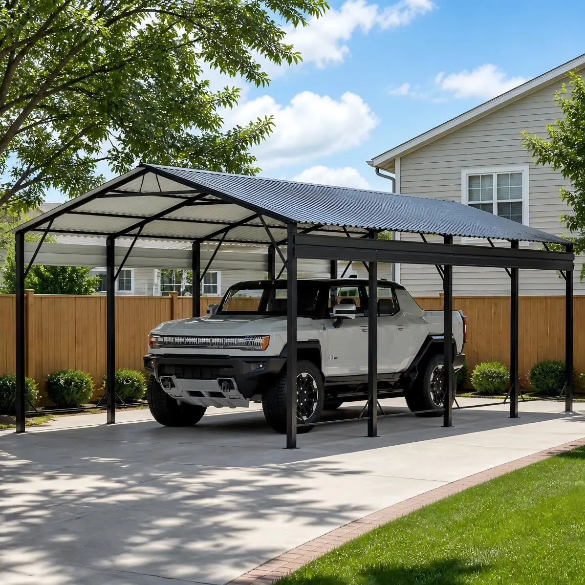Aoxun Metal Carport, 12x20 Heavy Duty Carport Canopy with Reinforced Frame and Enhanced Base, Garage Outdoor Galvanized Car Shelter for Pickup Trucks, Cars, SUVs, Tractors and Boats