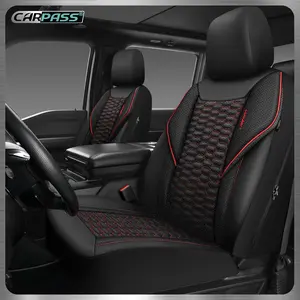 CAR PASS 3D Foam Mesh Leather Car Seat Covers Front Seats, Air Cool Mesh Front Seat Covers for Car, Universal Fit for SUV Truck Sedan Automotive, Armrest Airbag Compatible