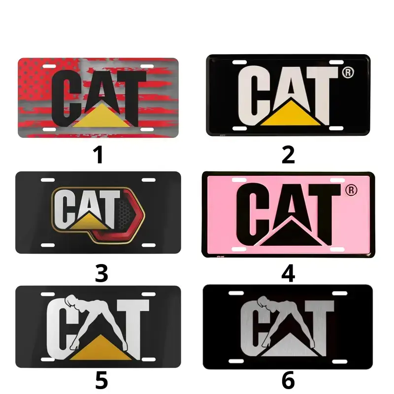 [SALE 50%] Caterpillar CAT Construction Embossed Elite Car Truck Tag License Plate, Car Accessory, License Plate, Vehicle Decor