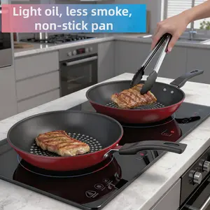 Non-Stick Pan for Stir-Frying, Smokeless Flat Bottom Wok, Compatible with Gas Stoves, Induction Cookers