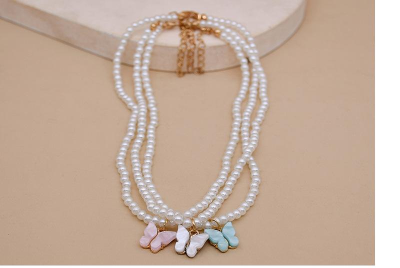 Elegant White Pearl Choker Necklace Small Round Pearl Wedding Butterfly Necklace For Women Charm Fashion Jewelry