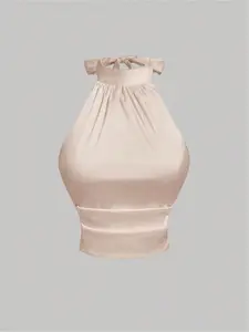 New Spring & Summer Collection! Womenswear Women's Halter Tie Backless Sleeveless Crop Top, Halter Neck Cami, Stylish, Fit & Versatile Elegant Design, Elegance. Perfect for Work, Home, Casual, Vacation, Parties, Dates, Banquets, Balls and Music Festivals