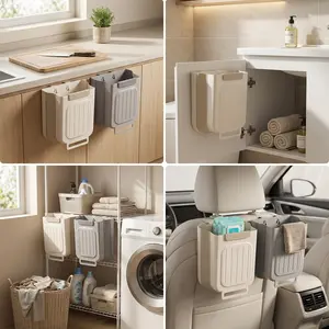 Folding Wall-Mounted Trash Can with Built-In Bag Storage 1 Pack Space-Saving Garbage Bin for Kitchen Cabinet Door Home Organization – Expandable Design Reusable Candy Tongs Chocolate Tools Chop Saver Heavy Duty Stainless Steel Cutting Board Tumbler Spin