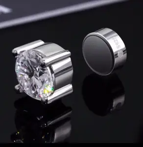 [2 Pairs] 925 Magnetic Cubic Zirconium Stud Earrings - Unisex