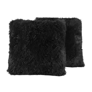 Very Soft Fuzzy & Comfy Plush Faux Fur Throw Pillows 18"x18" 2 Pack 100% Polyester
