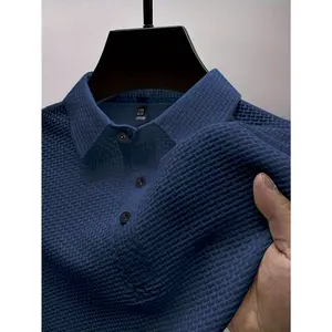 Homme Men's Casual Solid Textured Polo Shirt Summer, For Golf