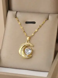 Women Heart Pendant Necklace Stainless Steel Elegant Design Daily Wear Jewelry Gift for Mother’s Day Valentine’s Day